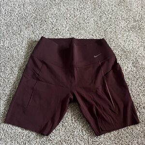 Nike Women's Deep Burgundy/Brown High-Rise Bike Shorts